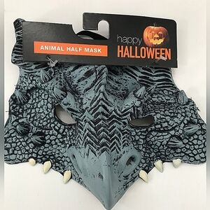 Halloween Gargoyle Raptor Dragon Mask Half Face Adult Gray Flex Costume Horror
